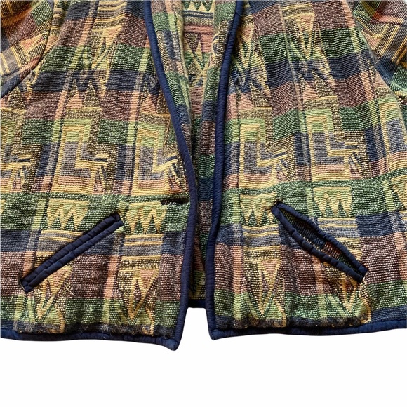 VINTAGE Boho Aztec Cotton Pocket Blazer Jacket S/M - Picture 5 of 10